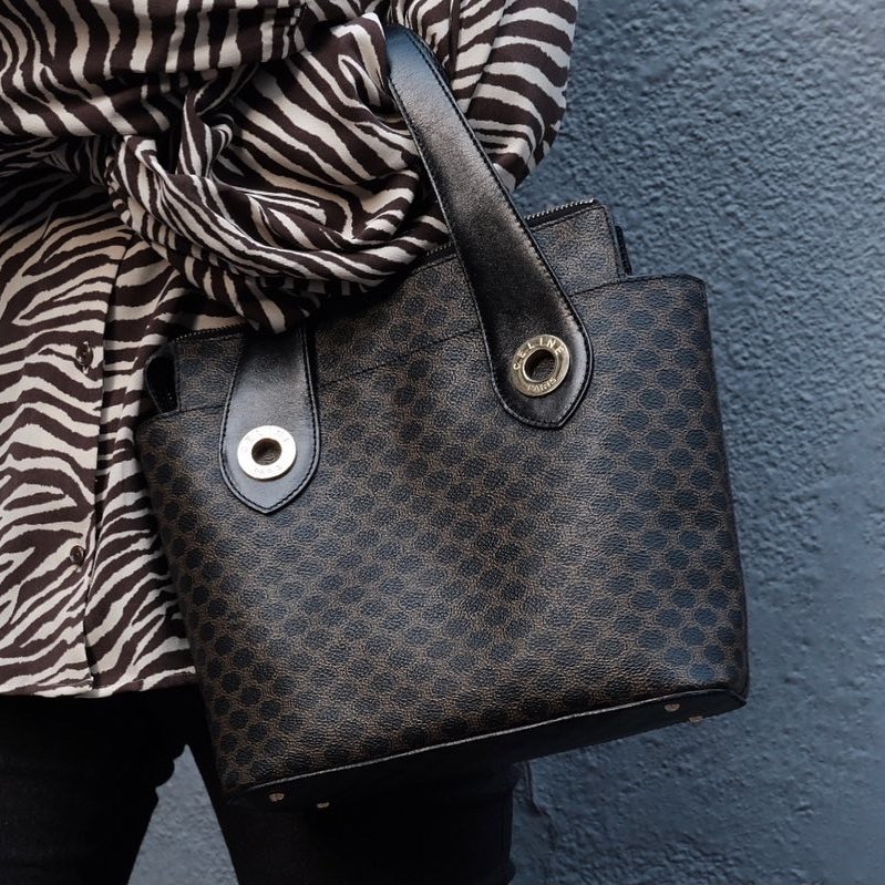 Celine 黑花手提包/vintage-1