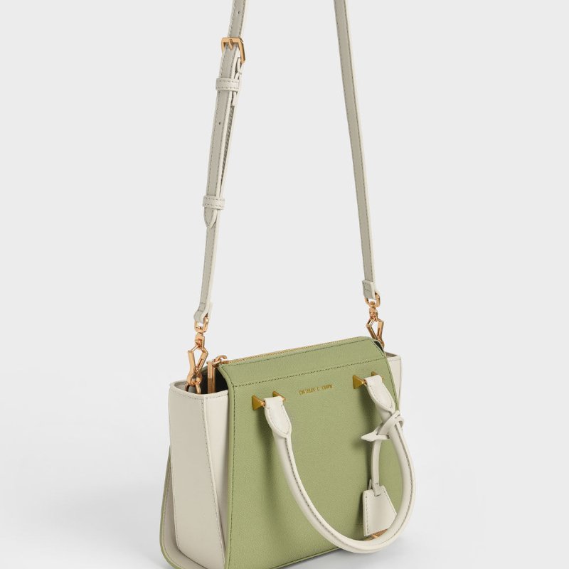 CHARLES & KEITH|經典手提包 - 灰綠色-2