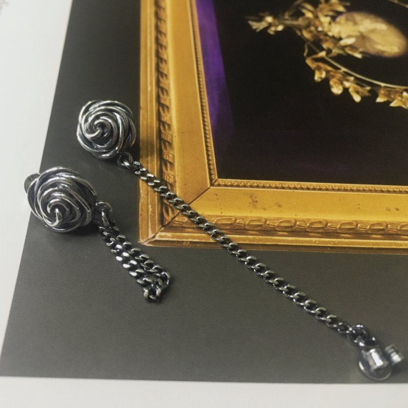 花與鍊純銀耳環-0