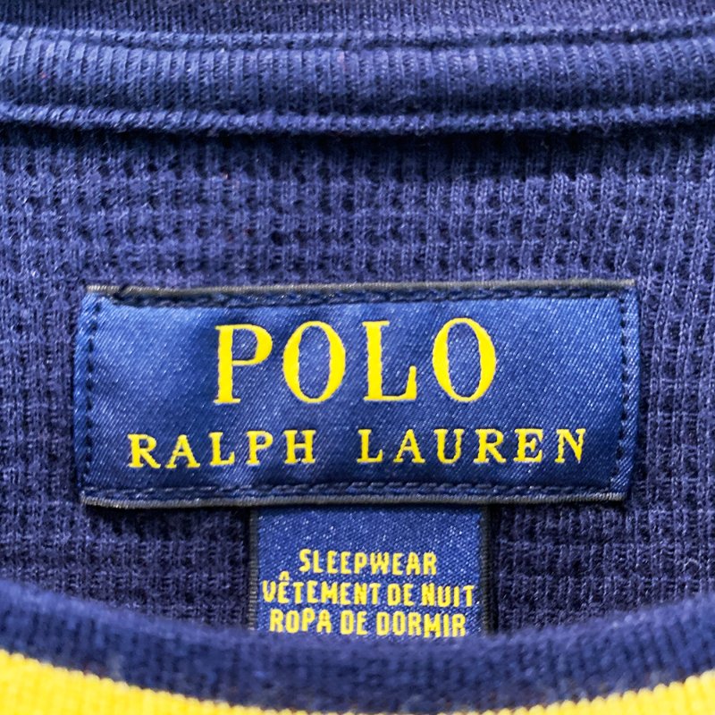 POLO Ralph Lauren 長袖柔軟舒適上衣 深藍色 袖子紅綠雙色 針織LOGO牌 長T【壽司羊羊】二手衣-1