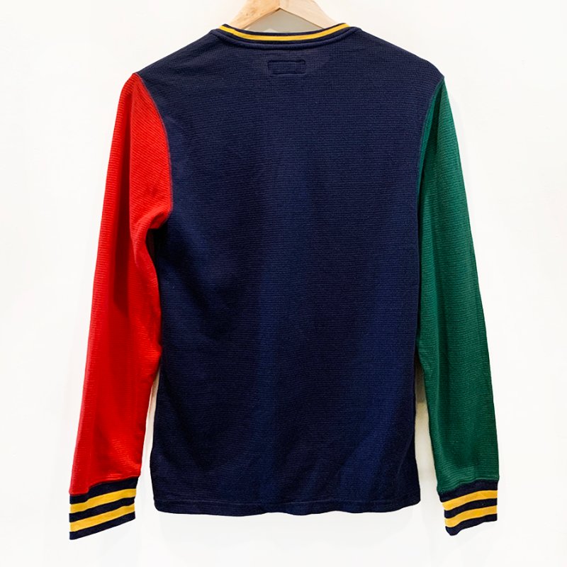 POLO Ralph Lauren 長袖柔軟舒適上衣 深藍色 袖子紅綠雙色 針織LOGO牌 長T【壽司羊羊】二手衣-5