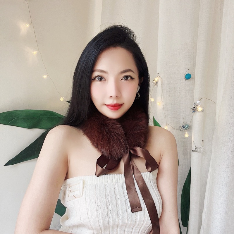 咖茶褐軟軟經典華麗 古董古著貂毛真皮草綁帶圍巾 髮帶-4