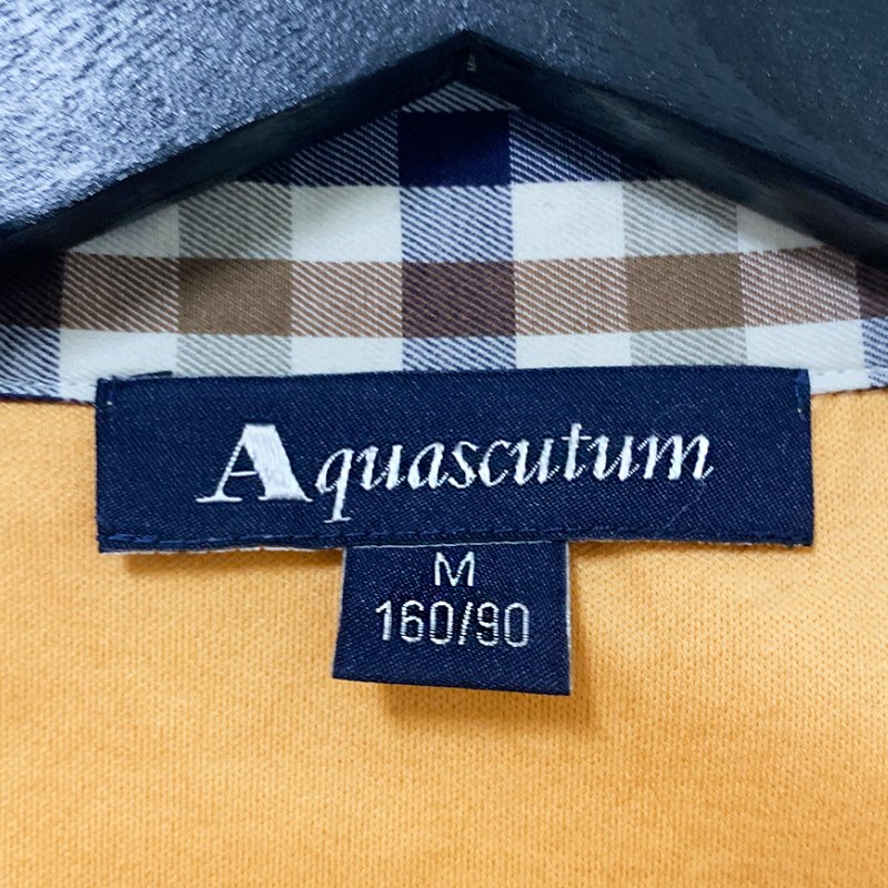 Aquascutum 雅格獅丹 長袖經典格紋領POLO衫 黃色肩膀特殊設計 高爾夫球衣 休閒長袖上衣【壽司羊羊】二手衣-2