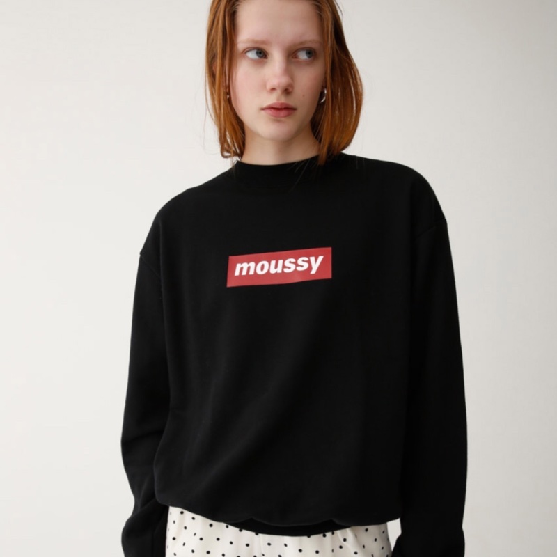 日本品牌Moussy黑色長袖衛衣-0