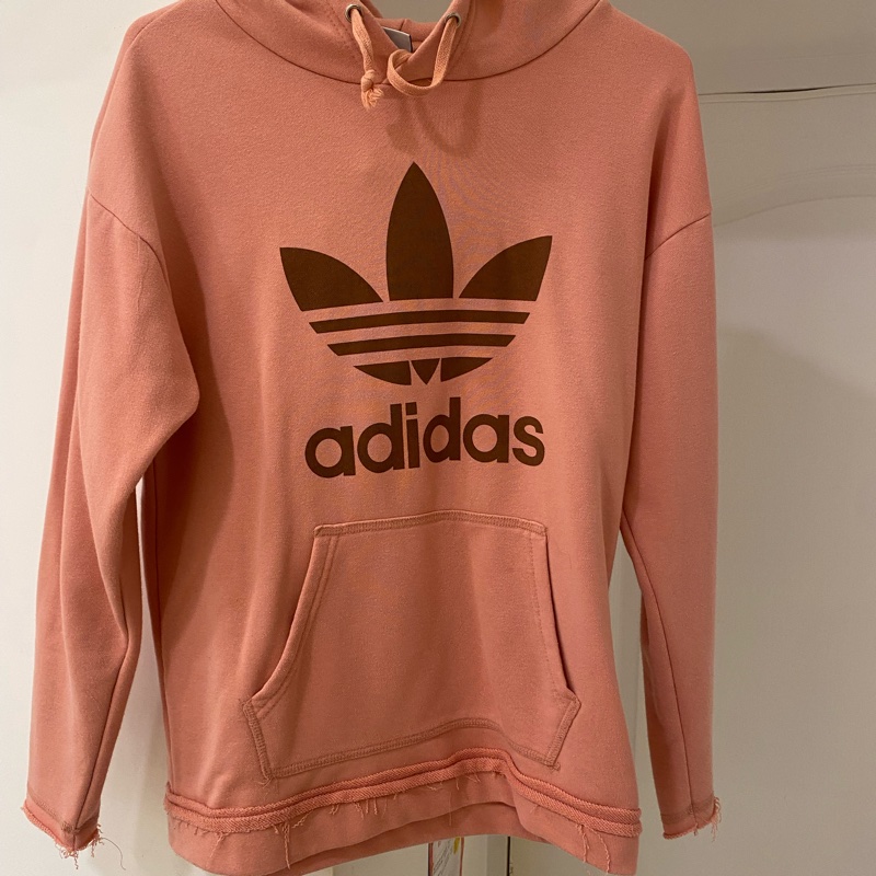 Adidas粉色寬鬆帽T-0