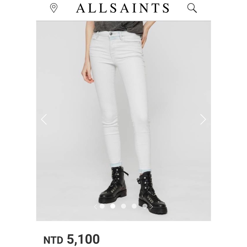 英國品牌Allsaints合身彈性刷白牛仔九分褲-0