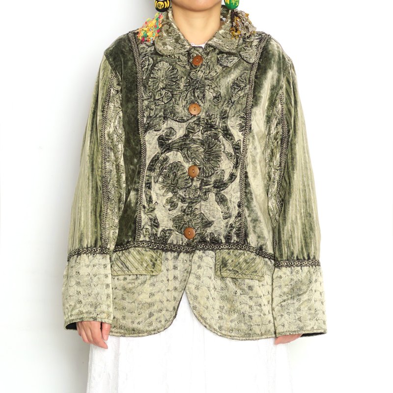 天鵝絨刺繡。古著花毯外套 (FJ 03)-2