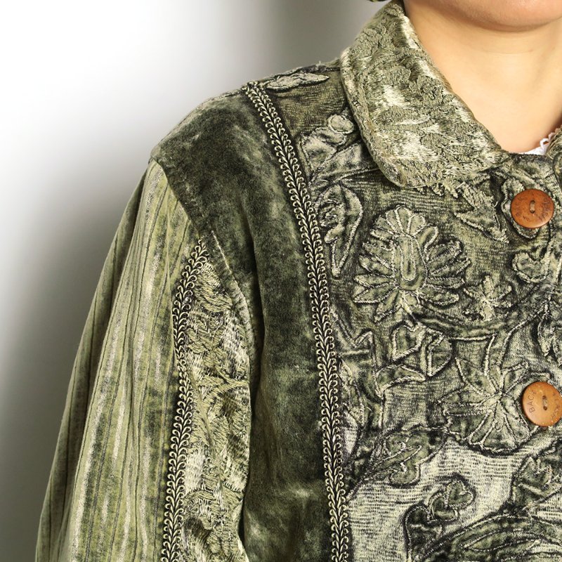 天鵝絨刺繡。古著花毯外套 (FJ 03)-3