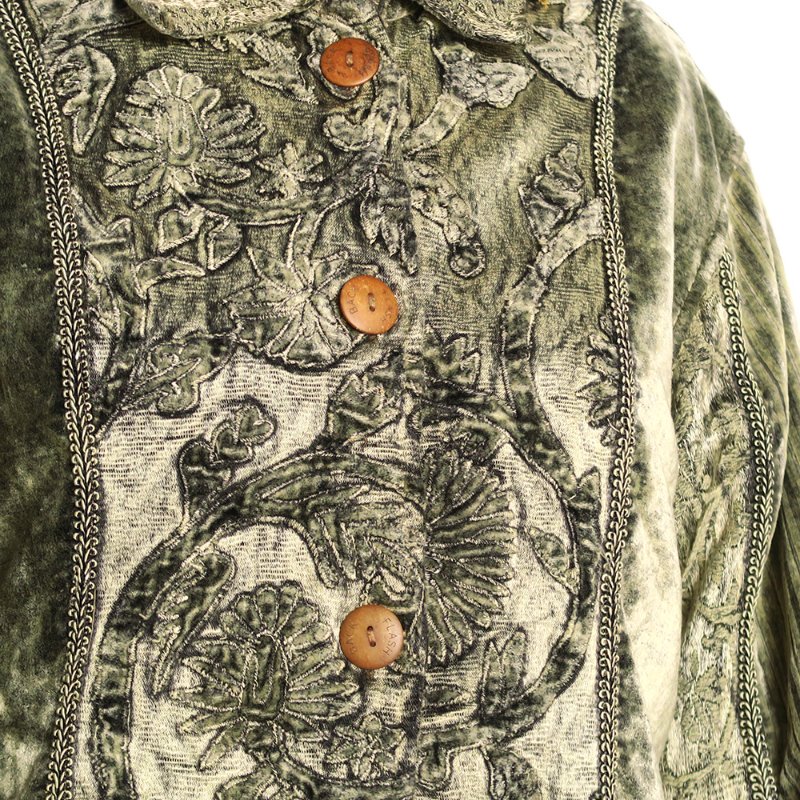 天鵝絨刺繡。古著花毯外套 (FJ 03)-4