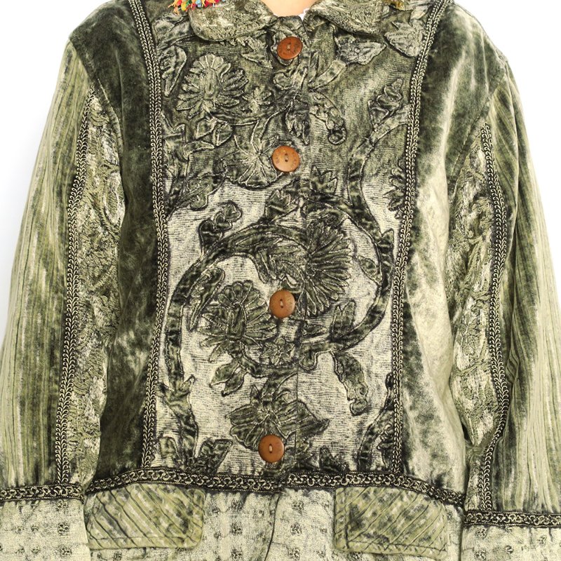 天鵝絨刺繡。古著花毯外套 (FJ 03)-5