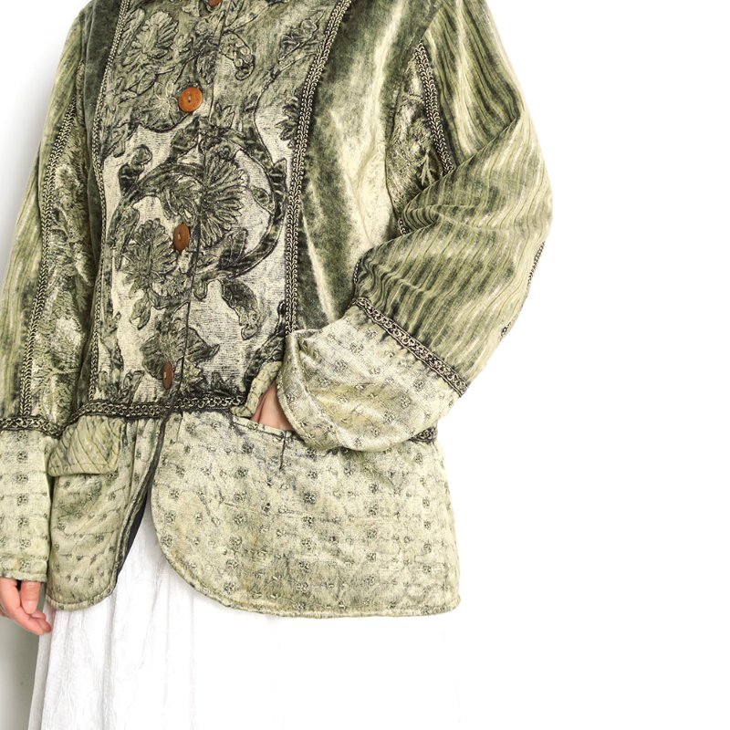 天鵝絨刺繡。古著花毯外套 (FJ 03)-6