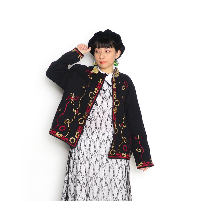 手工刺繡。古著花毯外套 (FJ 12)-0