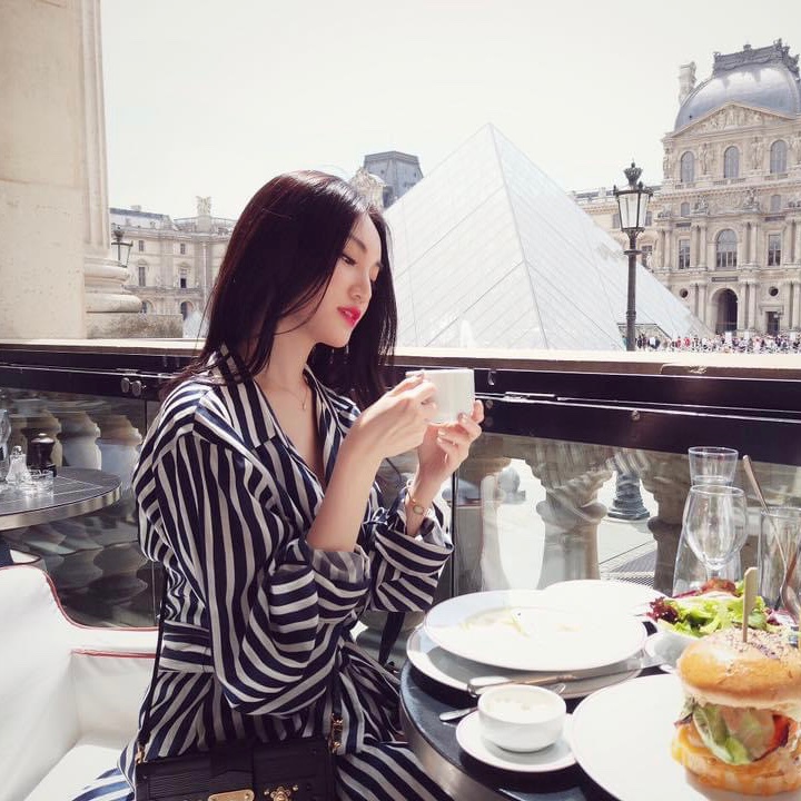 條紋長版綁帶襯衫-1