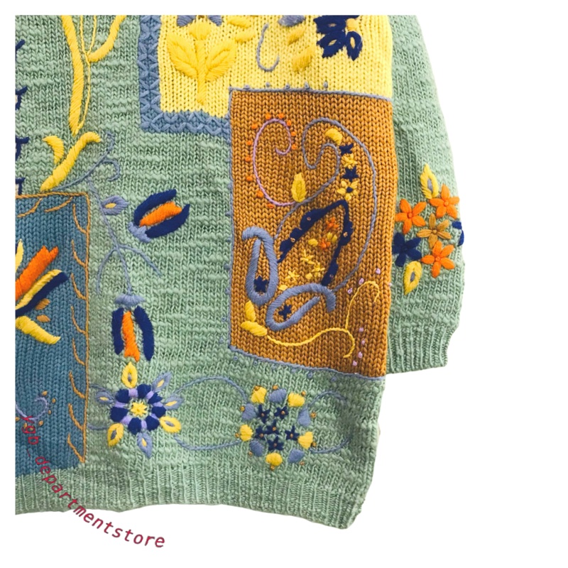 🌞vintage🌞粉彩立體織紋全羊毛古着毛衣(๑•ૅㅁ•๑)美式日系復古辣妹個性90s00s-2