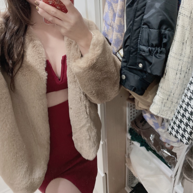 scrappykoko | 露背包臀開衩紅連身裙-1