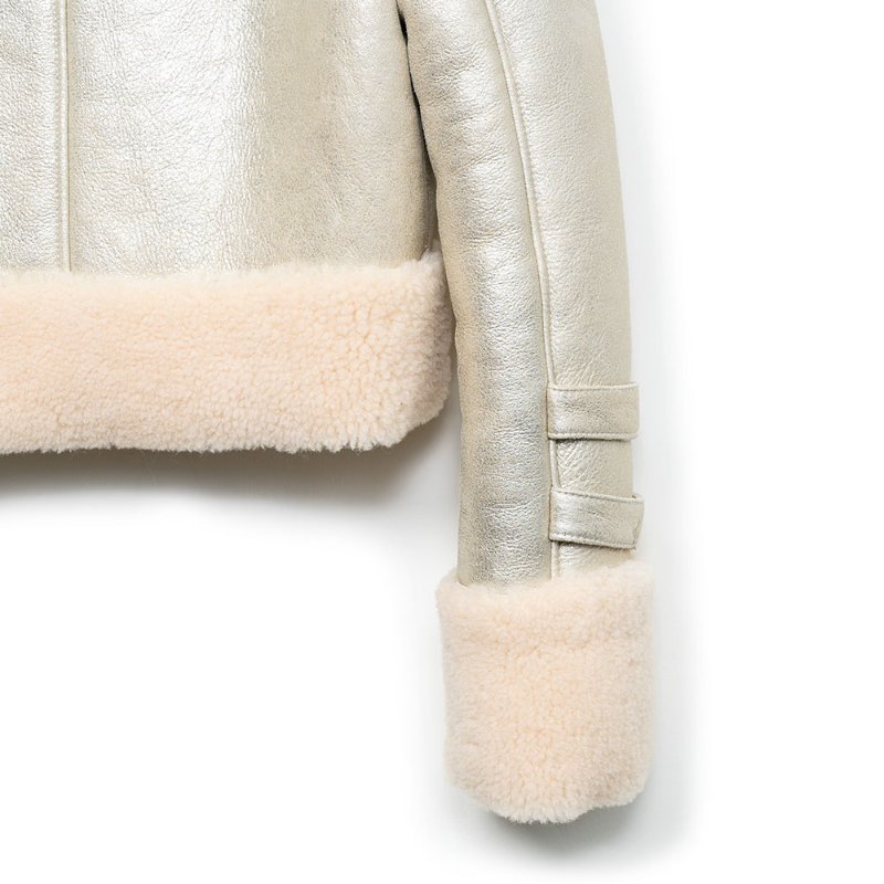 【陳喬恩私服】SEVENSEPT 淡金色羔羊毛外套-4