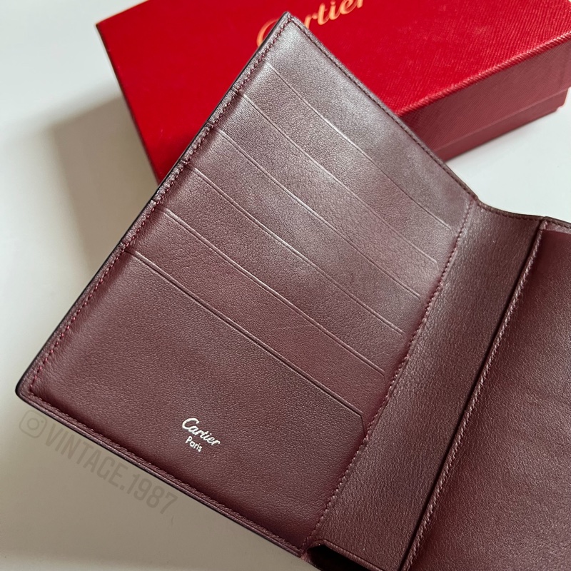 @vintage.1987 - Cartier 黑色羊皮銀色飾角中夾-2