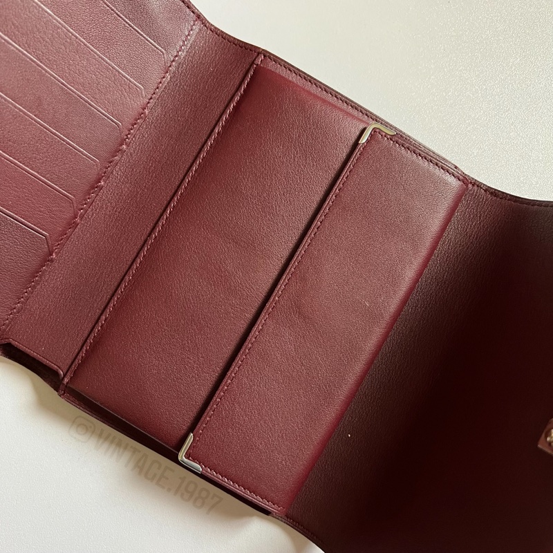 @vintage.1987 - Cartier 黑色羊皮銀色飾角中夾-3