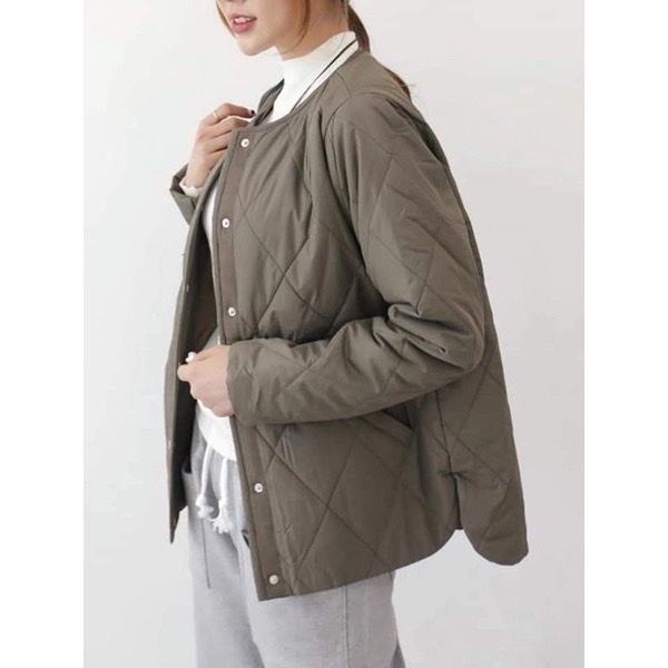 韓國 立體壓紋菱格衍縫外套 菱格壓紋鋪棉外套 防潑水衍縫菱格口袋外套 波浪紋 鋪棉外套夾克 保暖防風外套-2