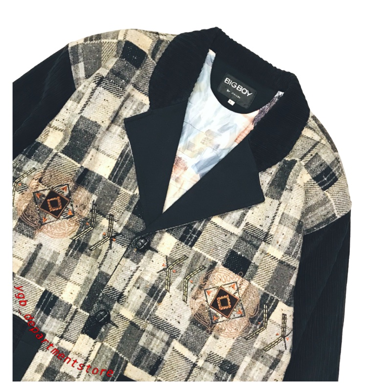 🌞vintage🌞Big Boy by Jiaulen灰黑格紋古着夾克外套(๑•ૅㅁ•๑)美式日系復古辣妹個性90s-2