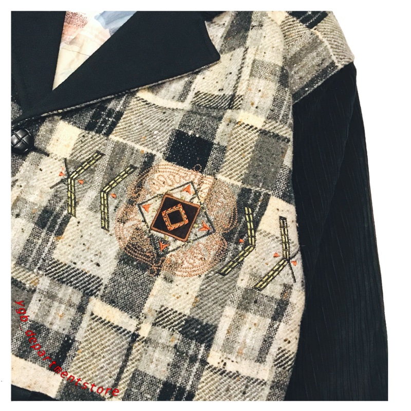 🌞vintage🌞Big Boy by Jiaulen灰黑格紋古着夾克外套(๑•ૅㅁ•๑)美式日系復古辣妹個性90s-3