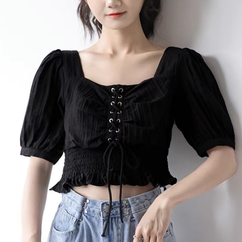 棉麻黑色上衣