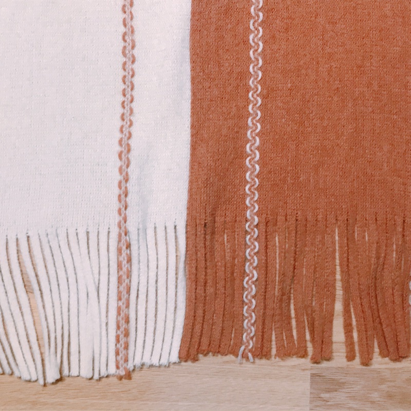 氣質雙色流蘇圍巾-1