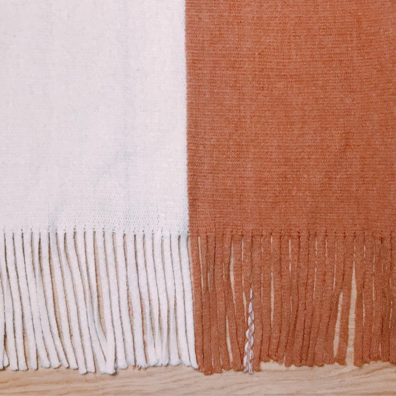 氣質雙色流蘇圍巾-2