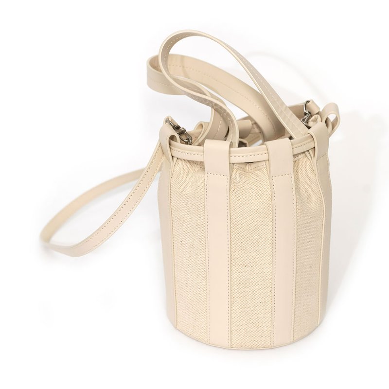 【古娃娃私服】渡假風米色編織肩背水桶包-0