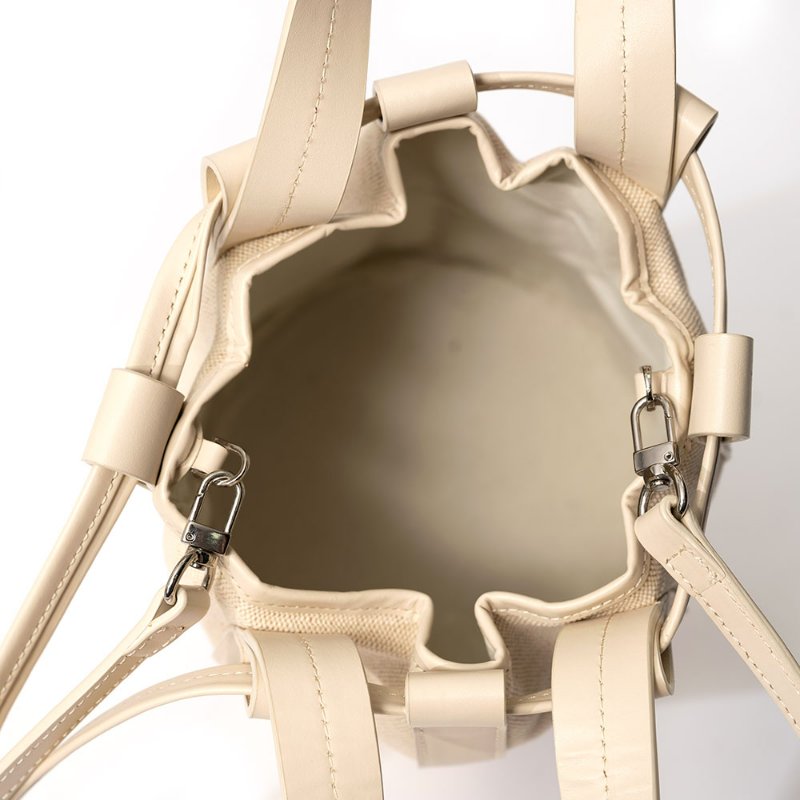 【古娃娃私服】渡假風米色編織肩背水桶包-3