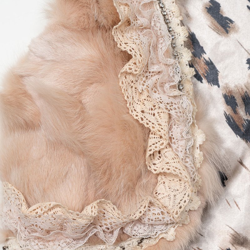 【吳淡如私服】香檳色豹紋水貂毛短版小背心-3