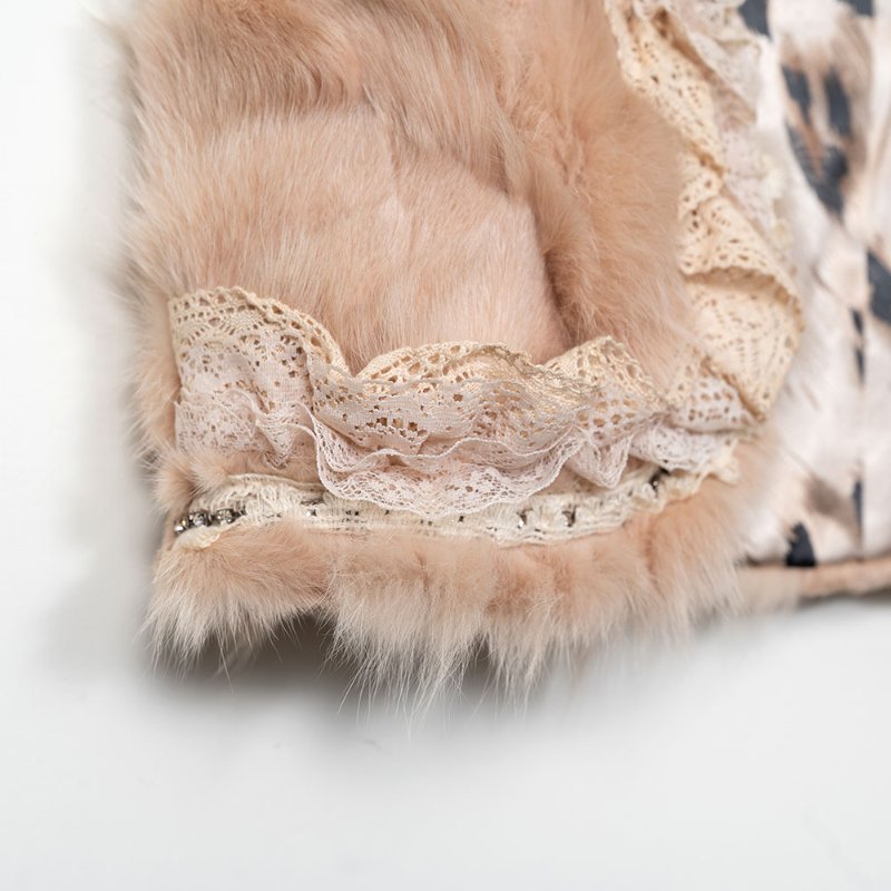 【吳淡如私服】香檳色豹紋水貂毛短版小背心-4