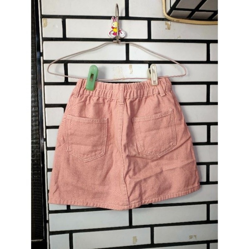 韓版  高腰裙 A字裙 後鬆緊 顯腿長 甜美 粉色 短裙-1