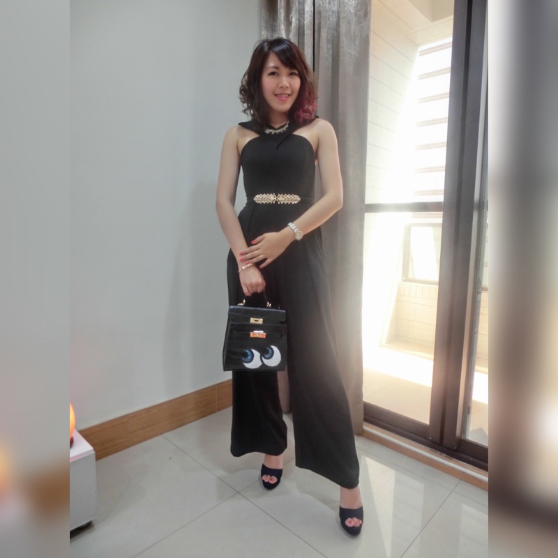 Party必備黑色連身褲-0