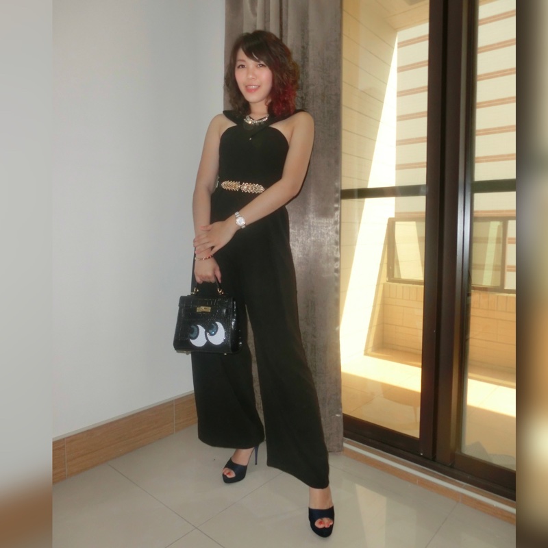 Party必備黑色連身褲-1