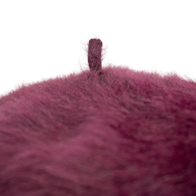 【陳怡君私服】酒紅色海馬毛貝雷帽+紫色系毛線手套-2