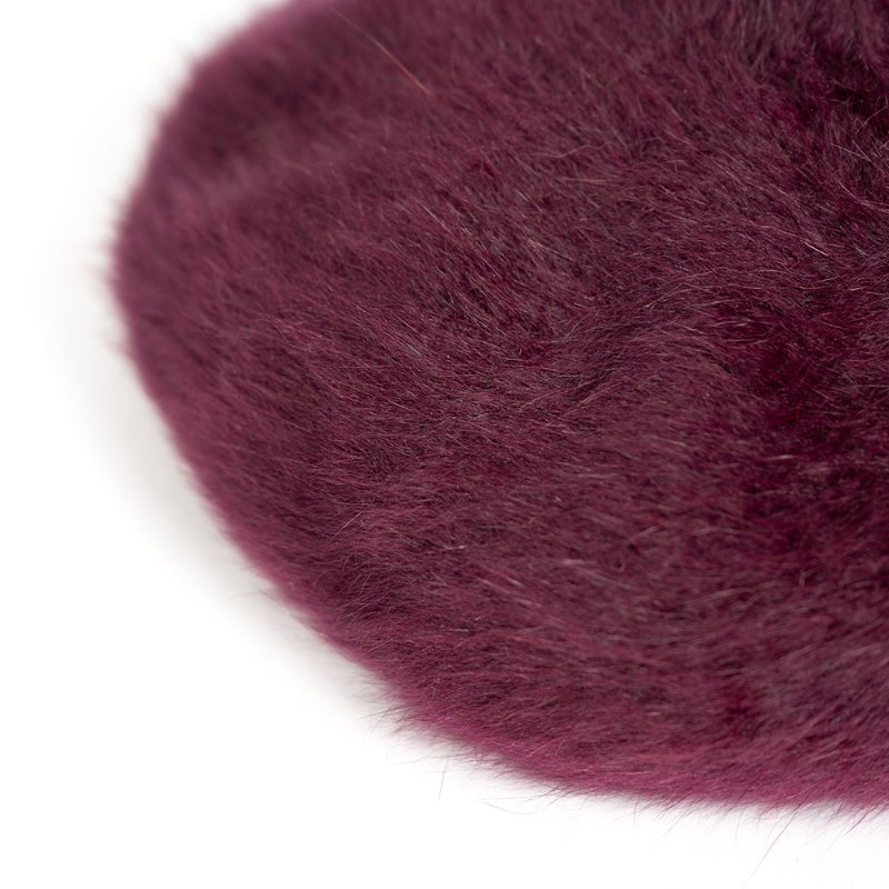 【陳怡君私服】酒紅色海馬毛貝雷帽+紫色系毛線手套-3