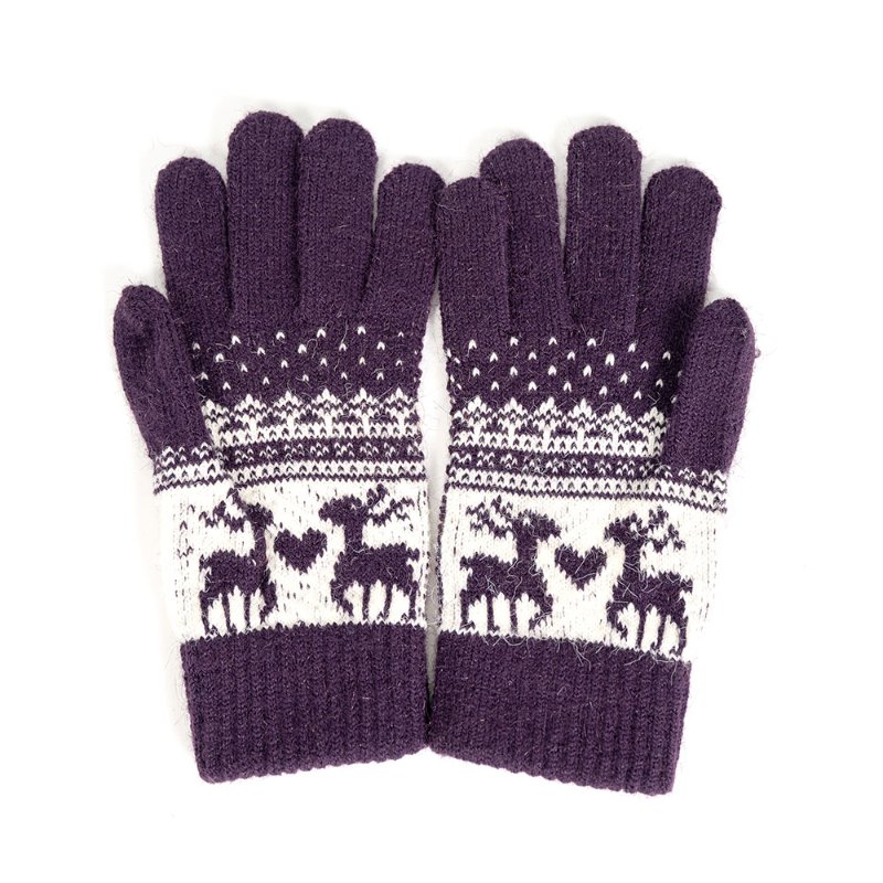 【陳怡君私服】酒紅色海馬毛貝雷帽+紫色系毛線手套-5