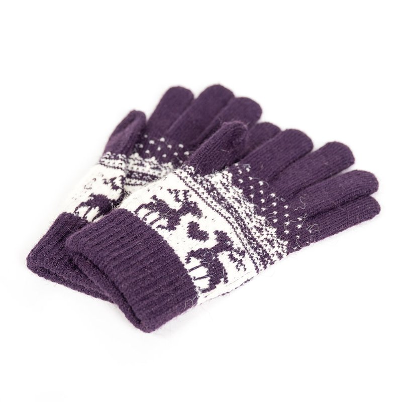 【陳怡君私服】酒紅色海馬毛貝雷帽+紫色系毛線手套-6