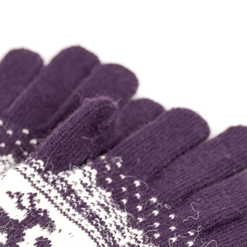 【陳怡君私服】酒紅色海馬毛貝雷帽+紫色系毛線手套-7