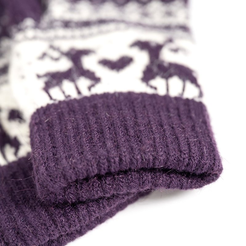 【陳怡君私服】酒紅色海馬毛貝雷帽+紫色系毛線手套-8