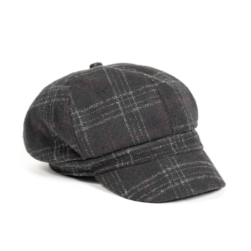 【陳怡君私服】黑色英倫格紋毛呢報童帽+摩卡色小偷帽-1