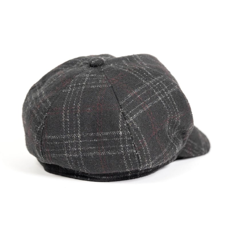 【陳怡君私服】黑色英倫格紋毛呢報童帽+摩卡色小偷帽-2