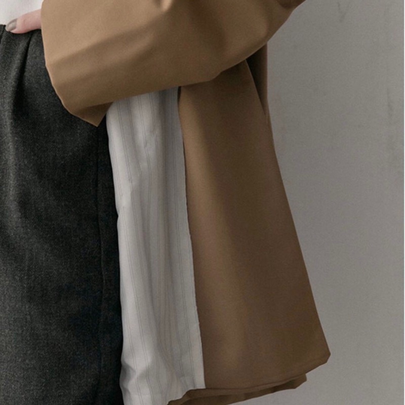 MO-BO專櫃復刻設計款 韓風同步 老爹風衣外套 寬版Oversized 西裝外套 繭型 駱色系-1