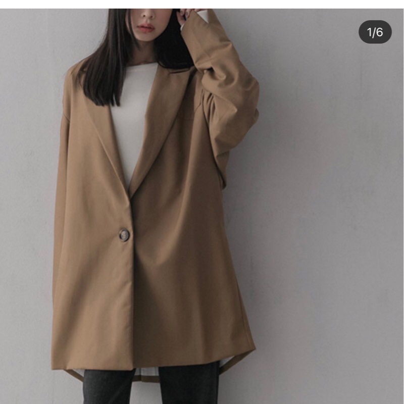 MO-BO專櫃復刻設計款 韓風同步 老爹風衣外套 寬版Oversized 西裝外套 繭型 駱色系-3