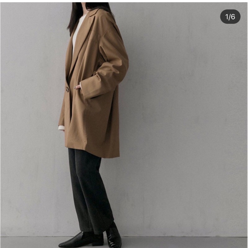 MO-BO專櫃復刻設計款 韓風同步 老爹風衣外套 寬版Oversized 西裝外套 繭型 駱色系-4