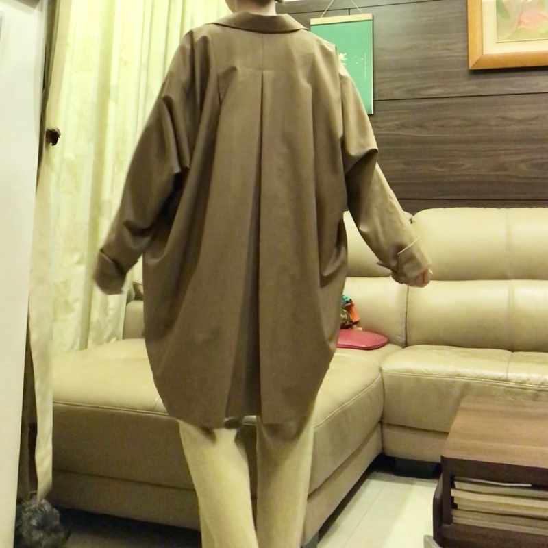 MO-BO專櫃復刻設計款 韓風同步 老爹風衣外套 寬版Oversized 西裝外套 繭型 駱色系-6