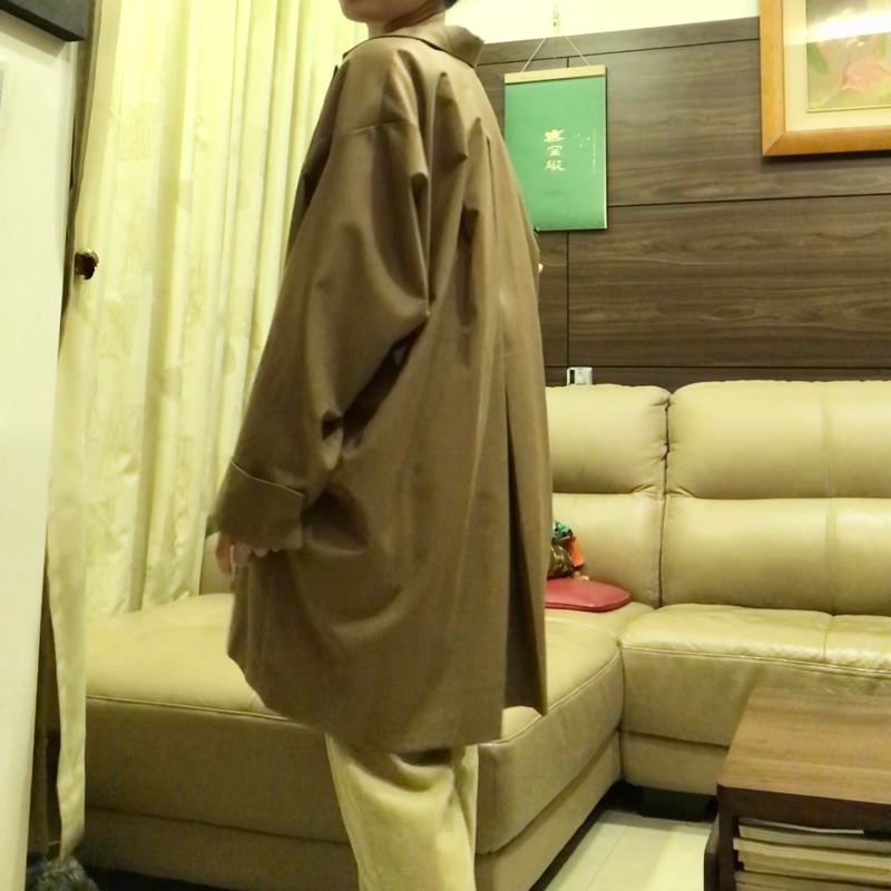 MO-BO專櫃復刻設計款 韓風同步 老爹風衣外套 寬版Oversized 西裝外套 繭型 駱色系-7