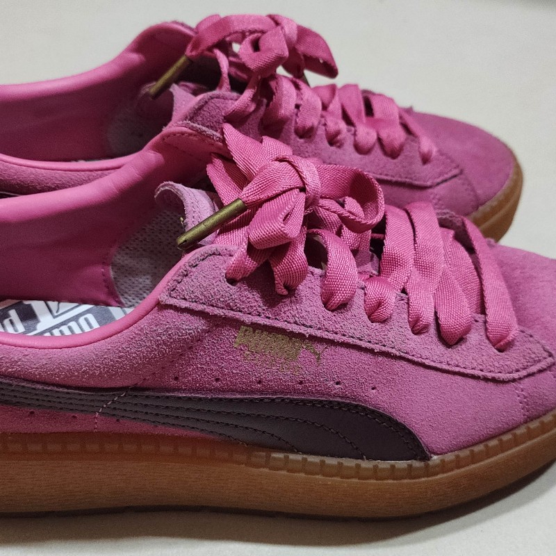 puma suede platform 焦糖底 厚底運動鞋 桃紅-1