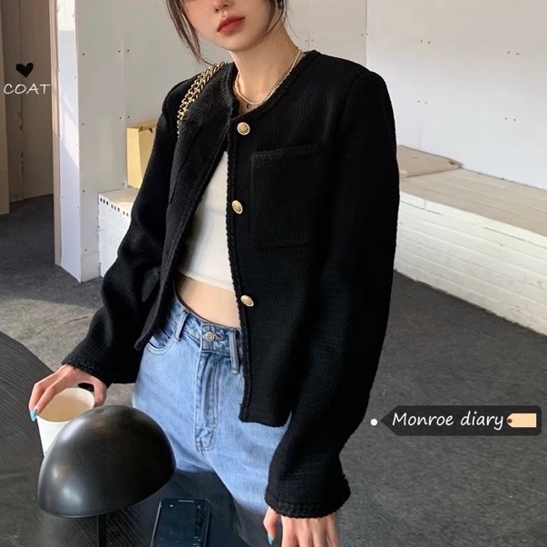 高級感小香風外套 黑色-1